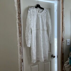 White lace mid length dress